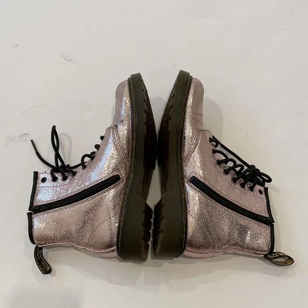 Dr. Martens 1460J shiny rose pink pascal 8eye leather boots 5